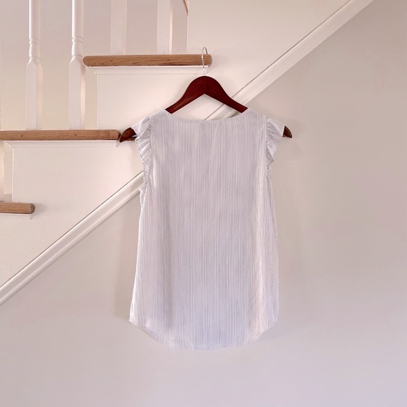 Loft Petite Ruffle Sleeved Black & White Pin Striped Blouse - Picture 5 of 6